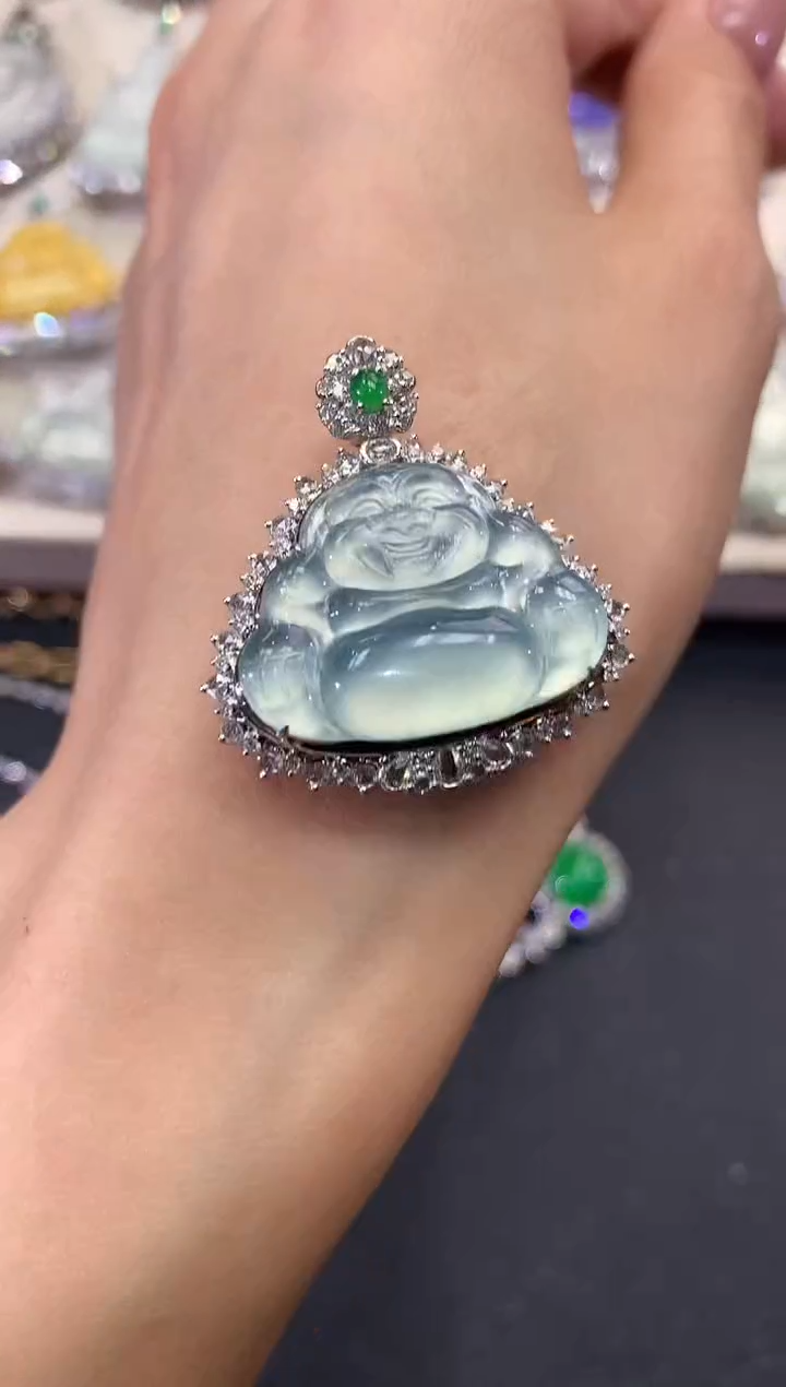 【闪购商品】翡翠吊坠(不含链)18K金镶嵌w134      