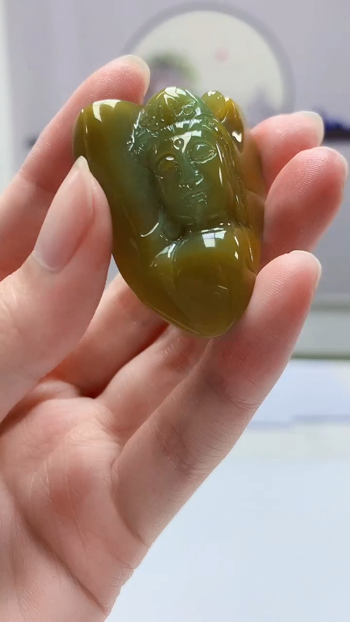【闪购商品】定制翡翠未镶嵌4902zm-毛货挂件观音85