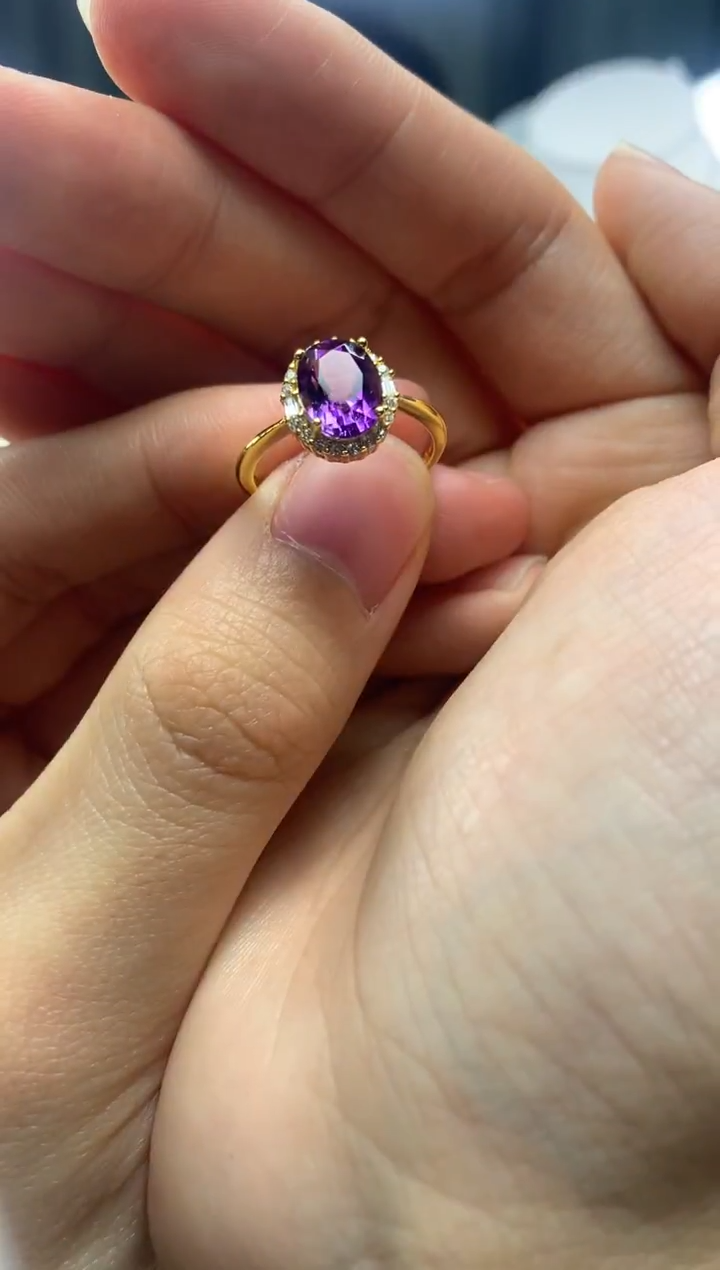 银S925镶嵌戒指紫晶..