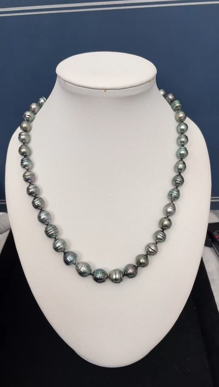 【闪购商品】海水珍珠项链银S925镶嵌大溪地螺纹8-11mm（多样性发一）