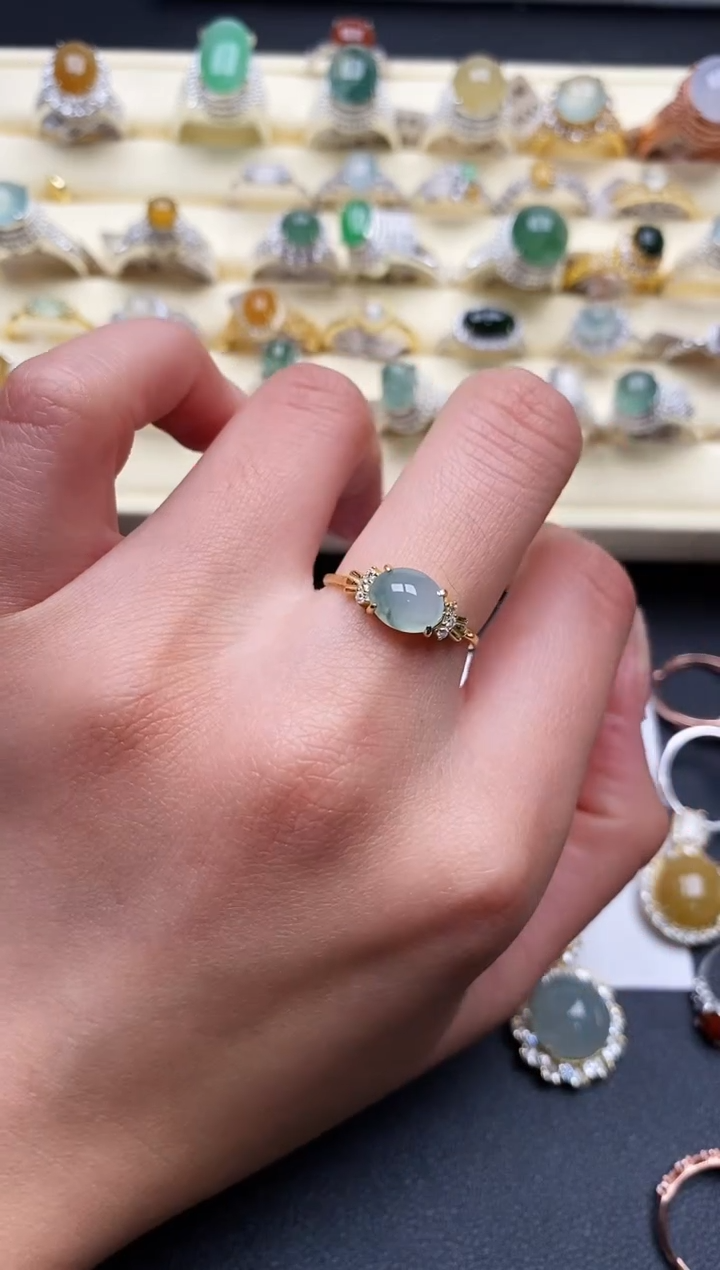 【闪购商品】翡翠戒指银S925镶嵌7777777+2