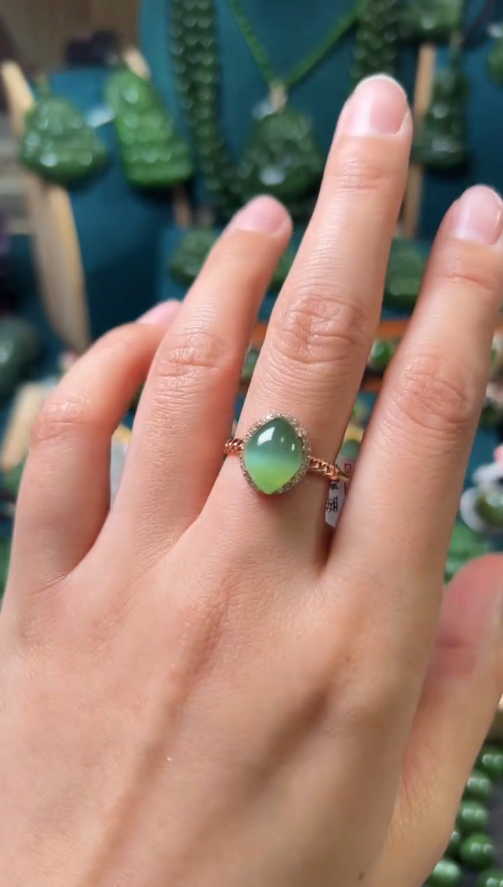 【闪购商品】和田玉（碧玉）戒指银S925镶嵌碧玉