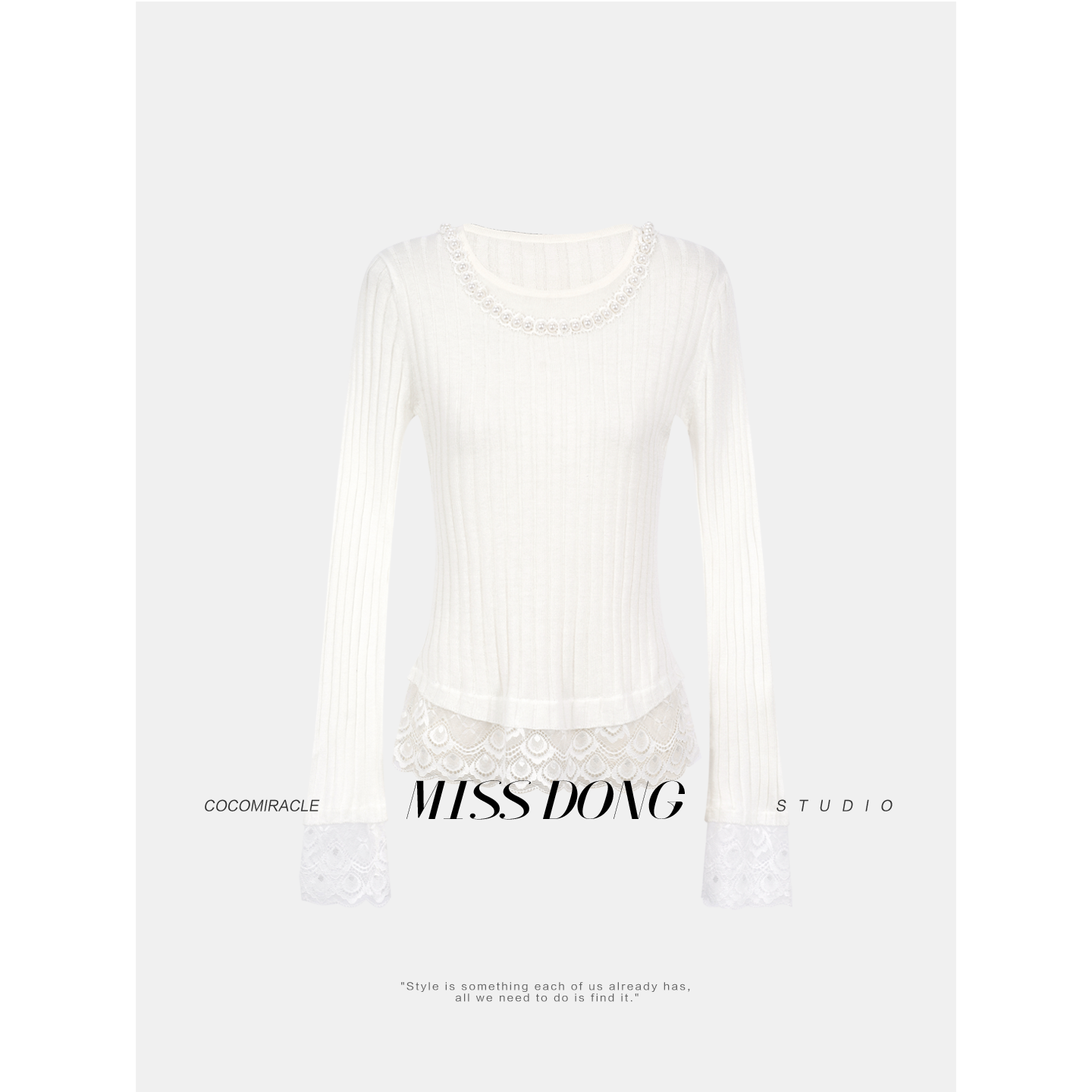 COCOMIRACLE温柔风蕾丝拼接针织衫W58MY917