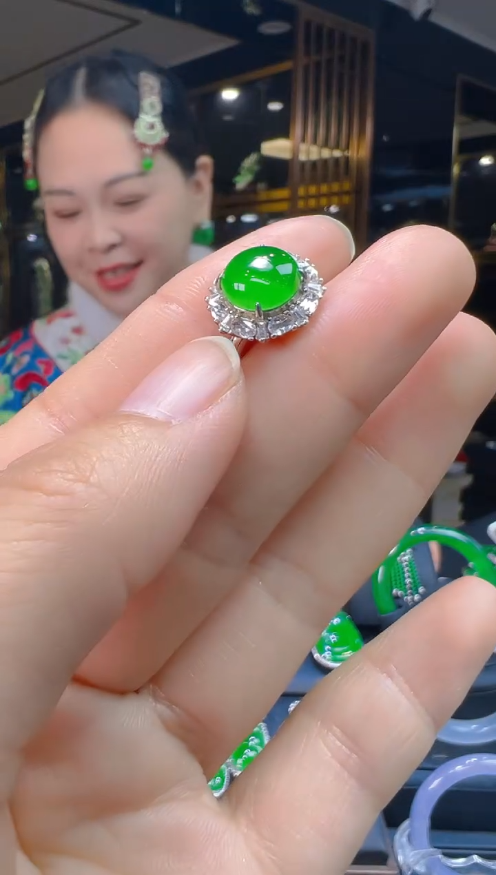 银S925镶嵌戒指翡翠026(多样性发货发其一)