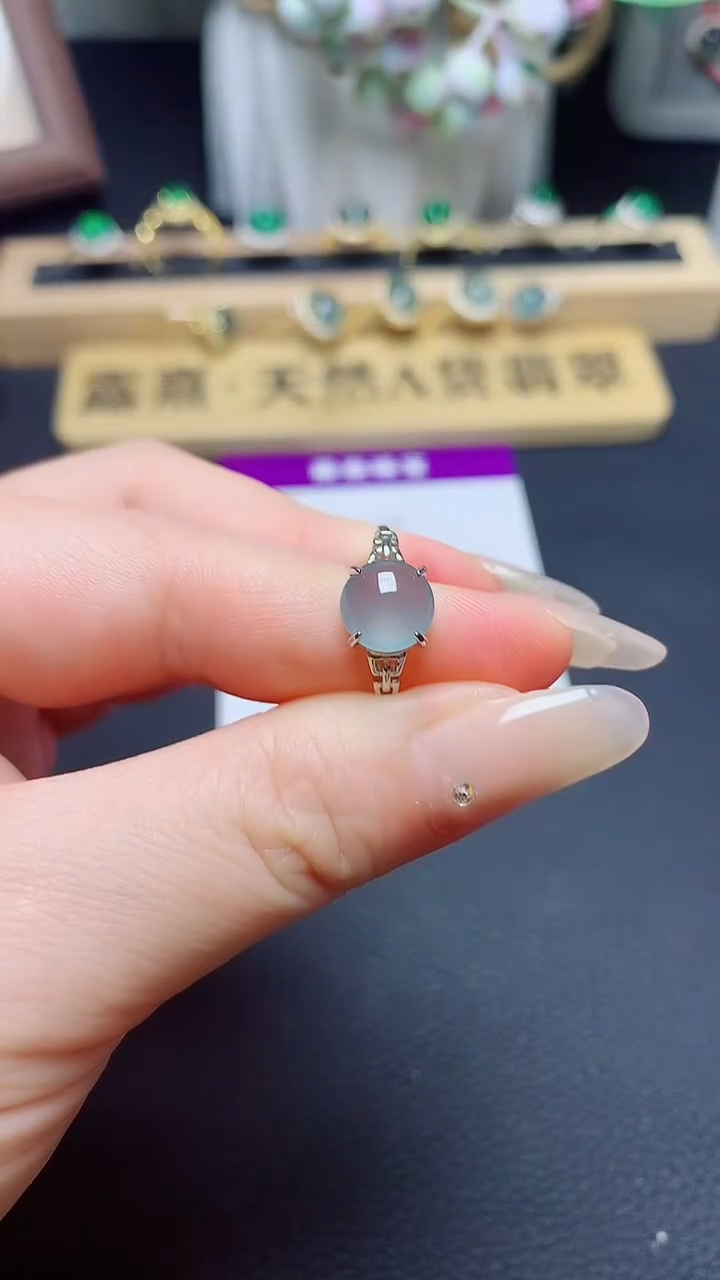翡翠戒指银S925镶嵌天然翡翠A货s925银镶