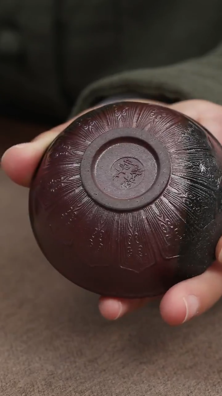 茶壶紫砂柴红皮龙莲花杯