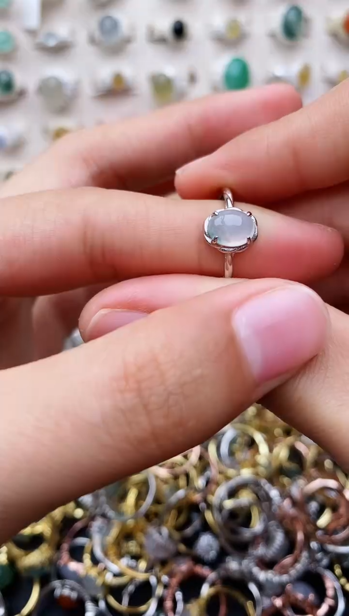 【闪购商品】翡翠戒指银S925镶嵌缅甸翡翠