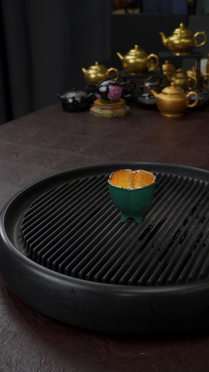 【闪购商品】杯【宜景窑绿松石鎏金】小逐鹿四方