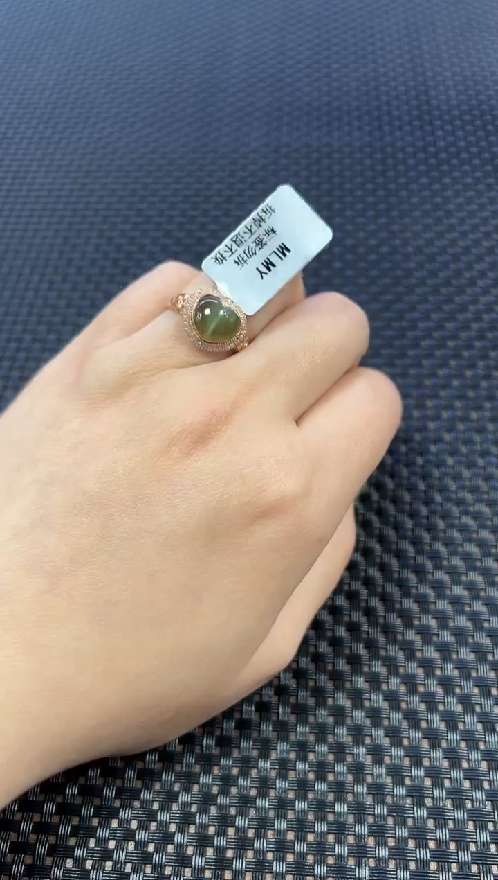 和田玉18K金镶嵌戒指爱心（多样性发一件）