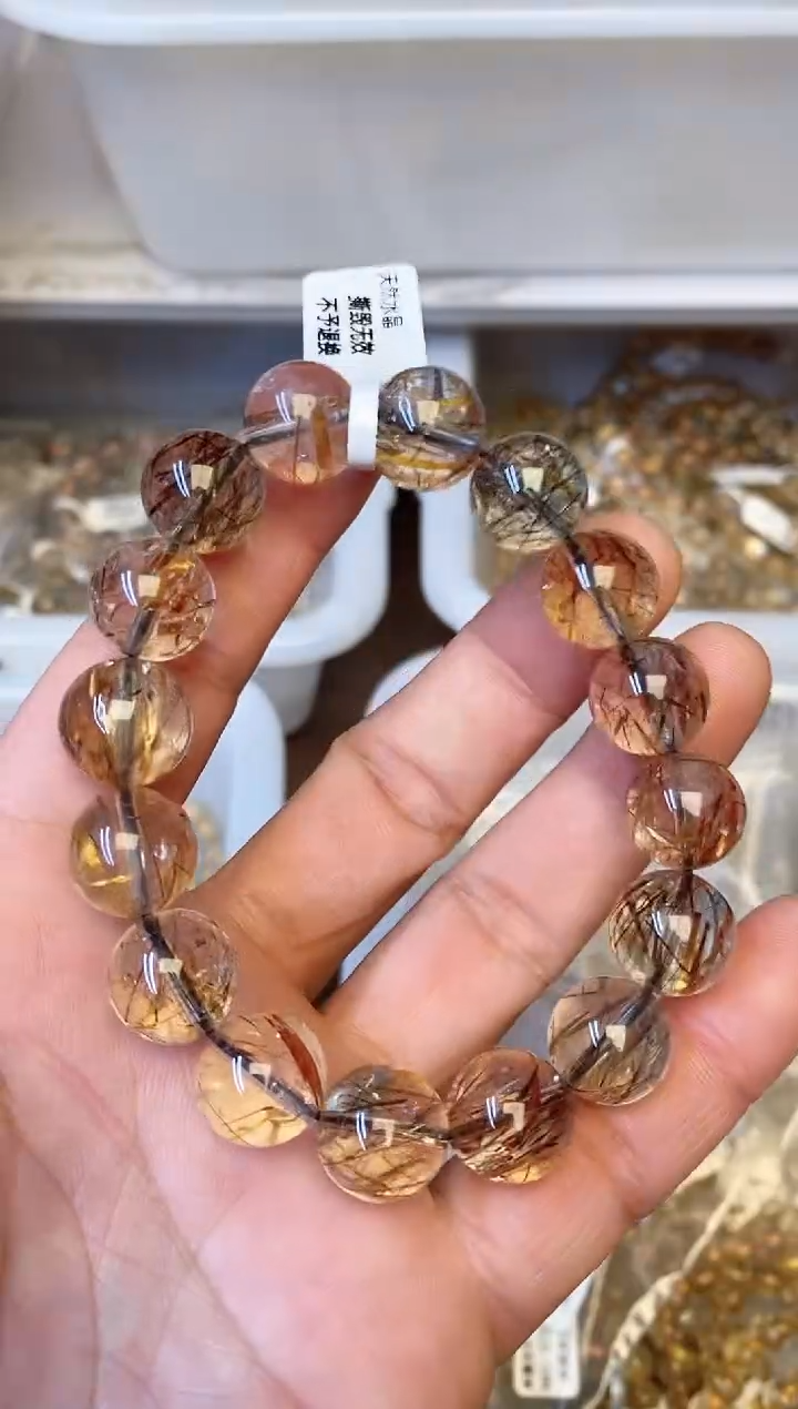【闪购商品】水晶手串未镶嵌A73 黑金超 13mm
