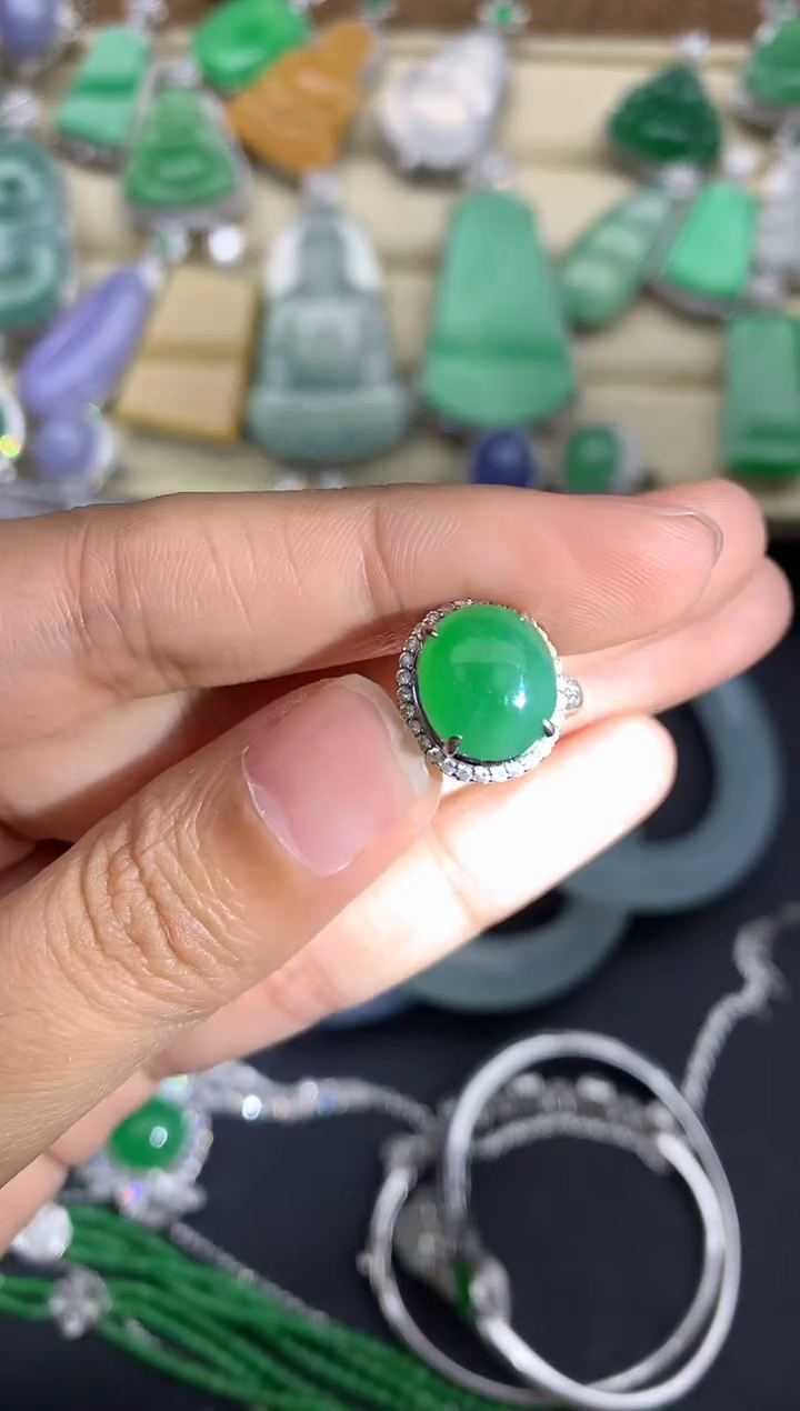 【闪购商品】翡翠戒指18K金镶嵌425-中国好珍宝