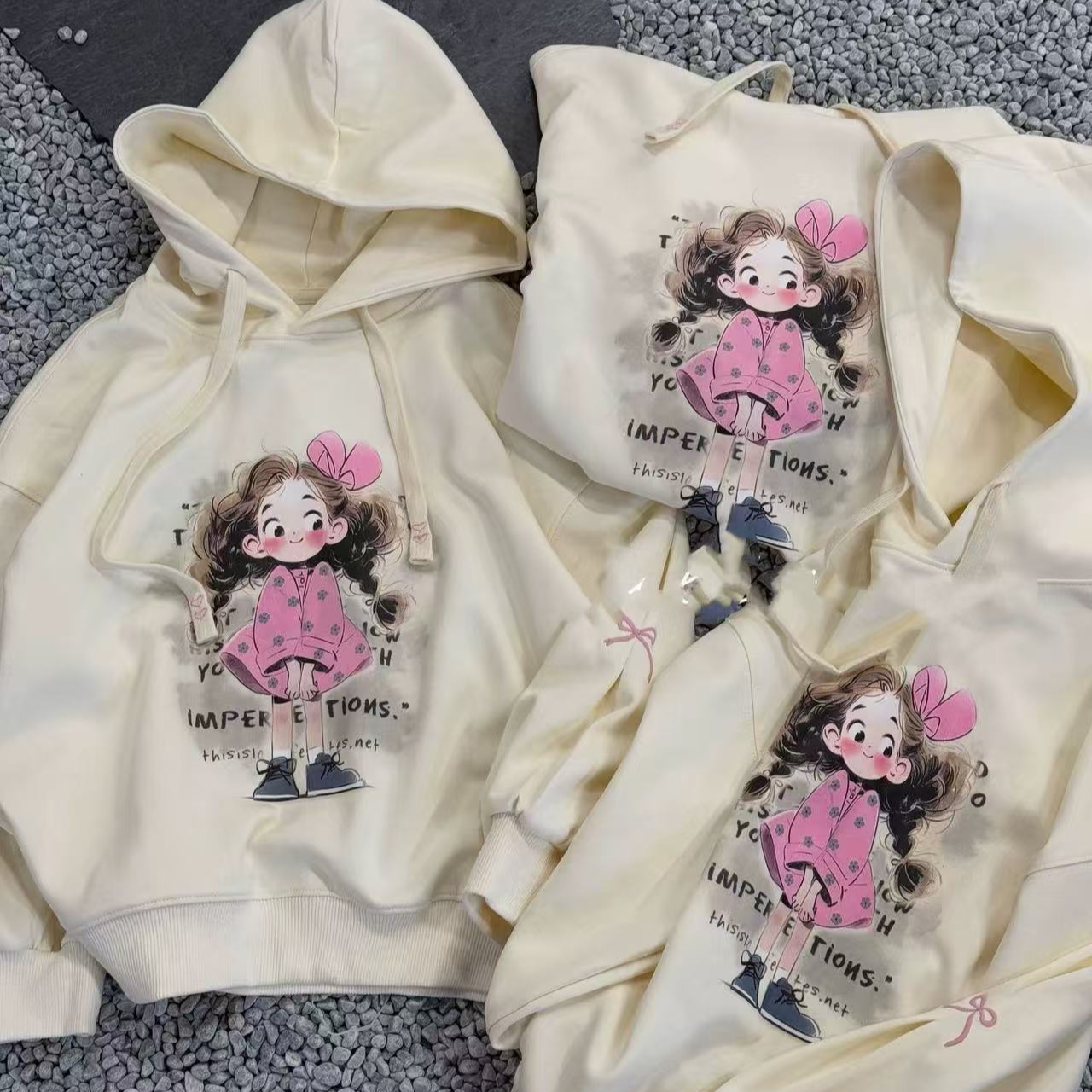 泡妈童装  2025夏季儿童新款女童时尚印花帽衫卫衣10802