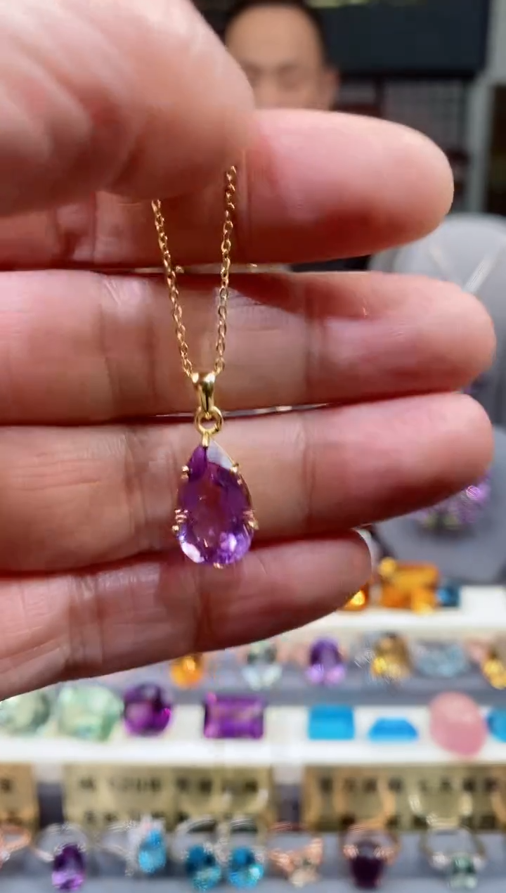 【闪购商品】紫晶吊坠银S925镶嵌紫晶吊坠