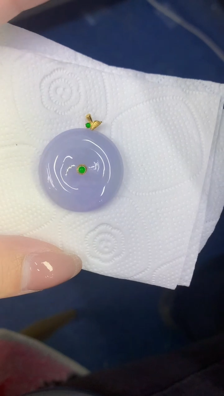 颈饰18K金镶嵌翡翠缅甸天然翡翠A货6