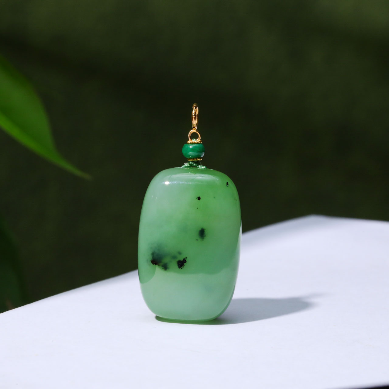 【意婵】《夏未尽》30*20*12 18K金老俄料乌兰海碧玉无事牌翡翠915632