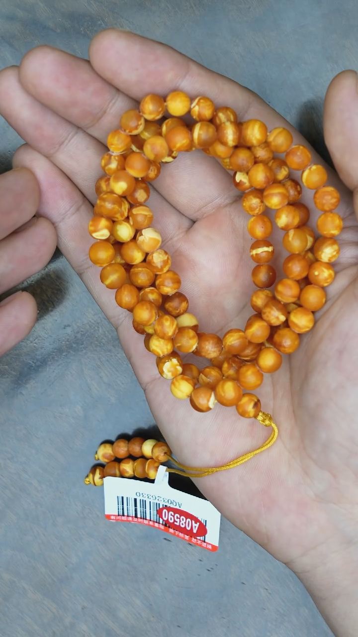 【闪购商品】琥珀裸石未镶嵌橘皮花蜡108项链多样性发其一