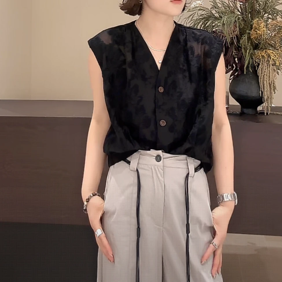 【格子家】夏季气质高定款重工刺绣提花马甲1393