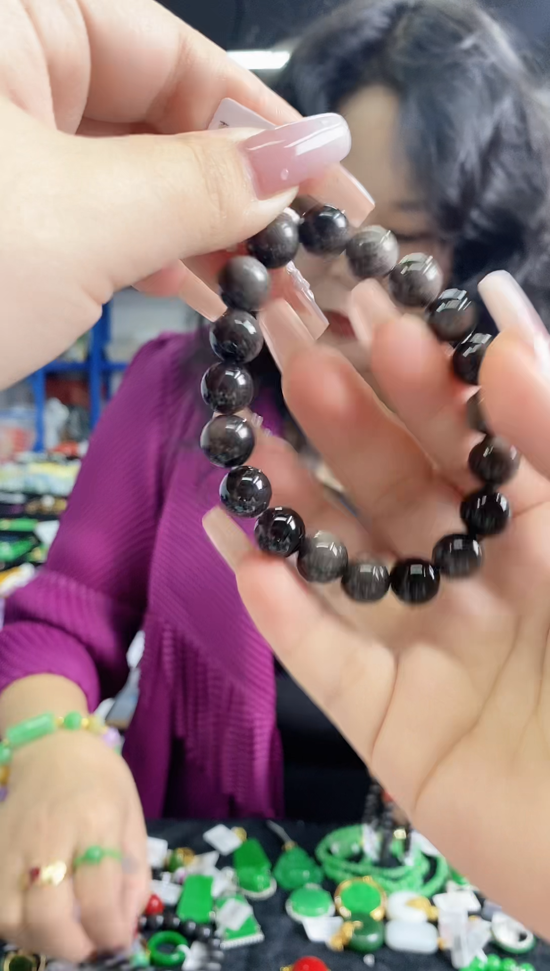 黑曜岩未镶嵌手串多样性发其一颜色微差