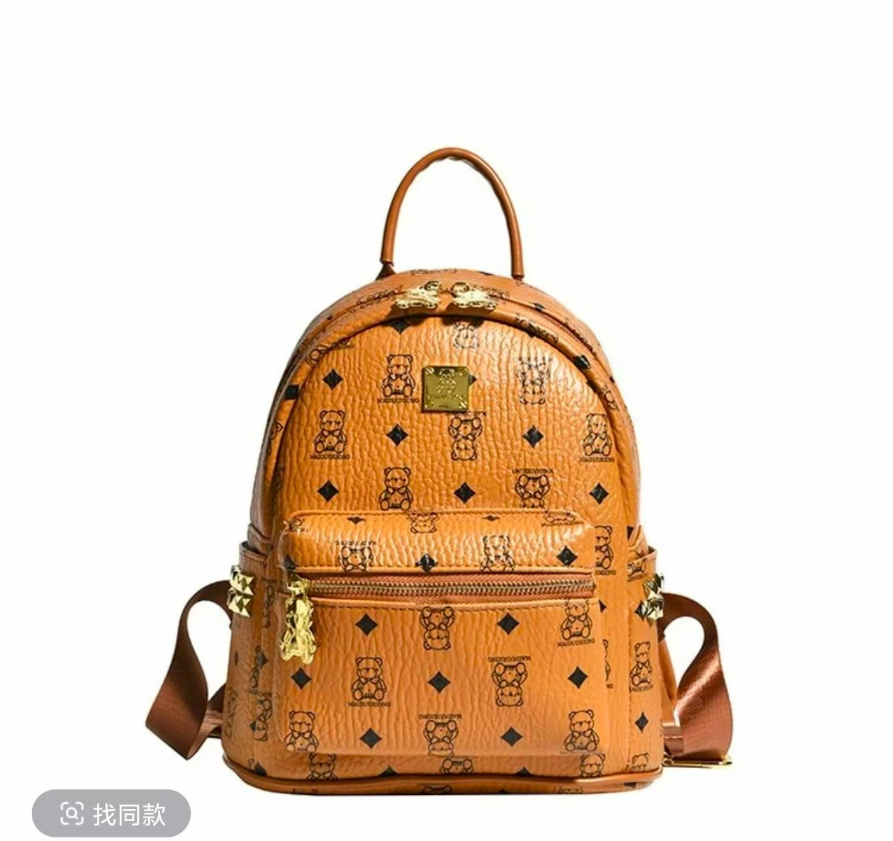 {范范的礼物}流苏款做旧便携款拉链字母双肩包时尚棕色大号双肩背