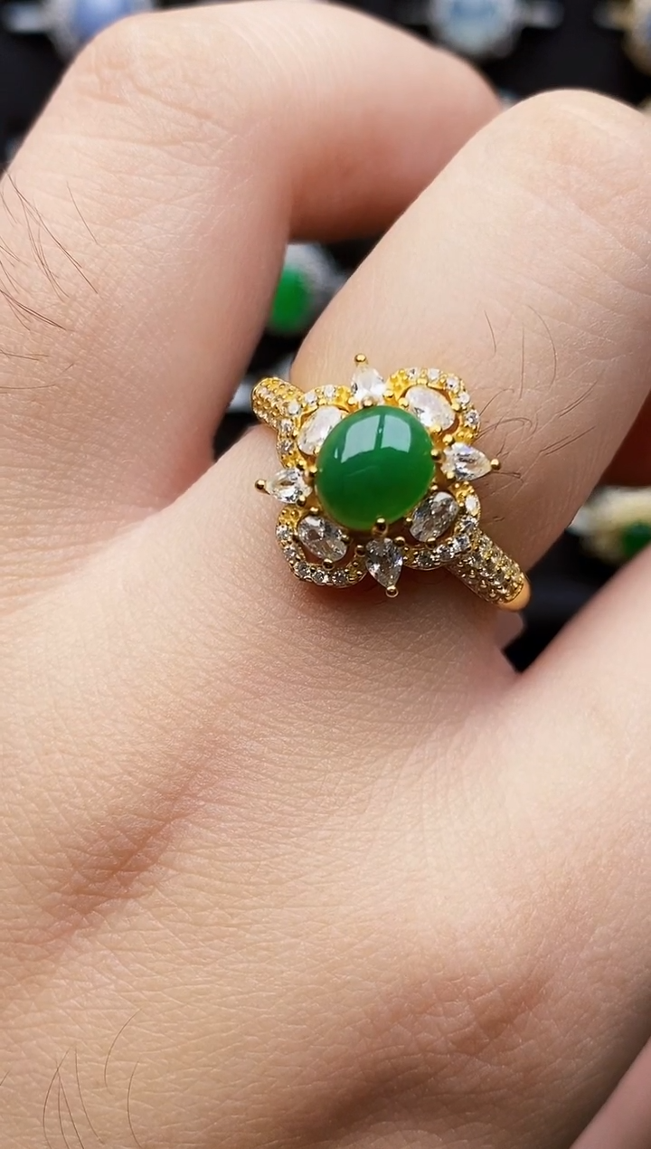 银S925镶嵌戒指翡翠1272