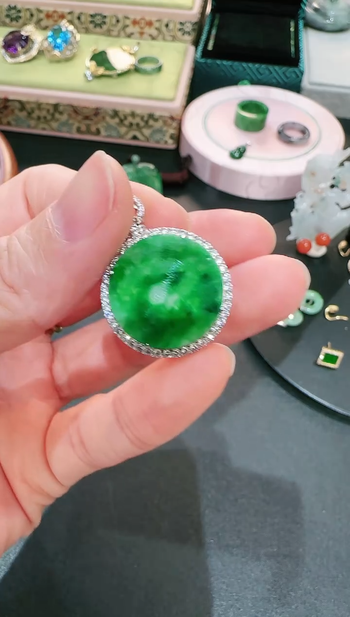 【闪购商品】翡翠颈饰银S925镶嵌吊坠