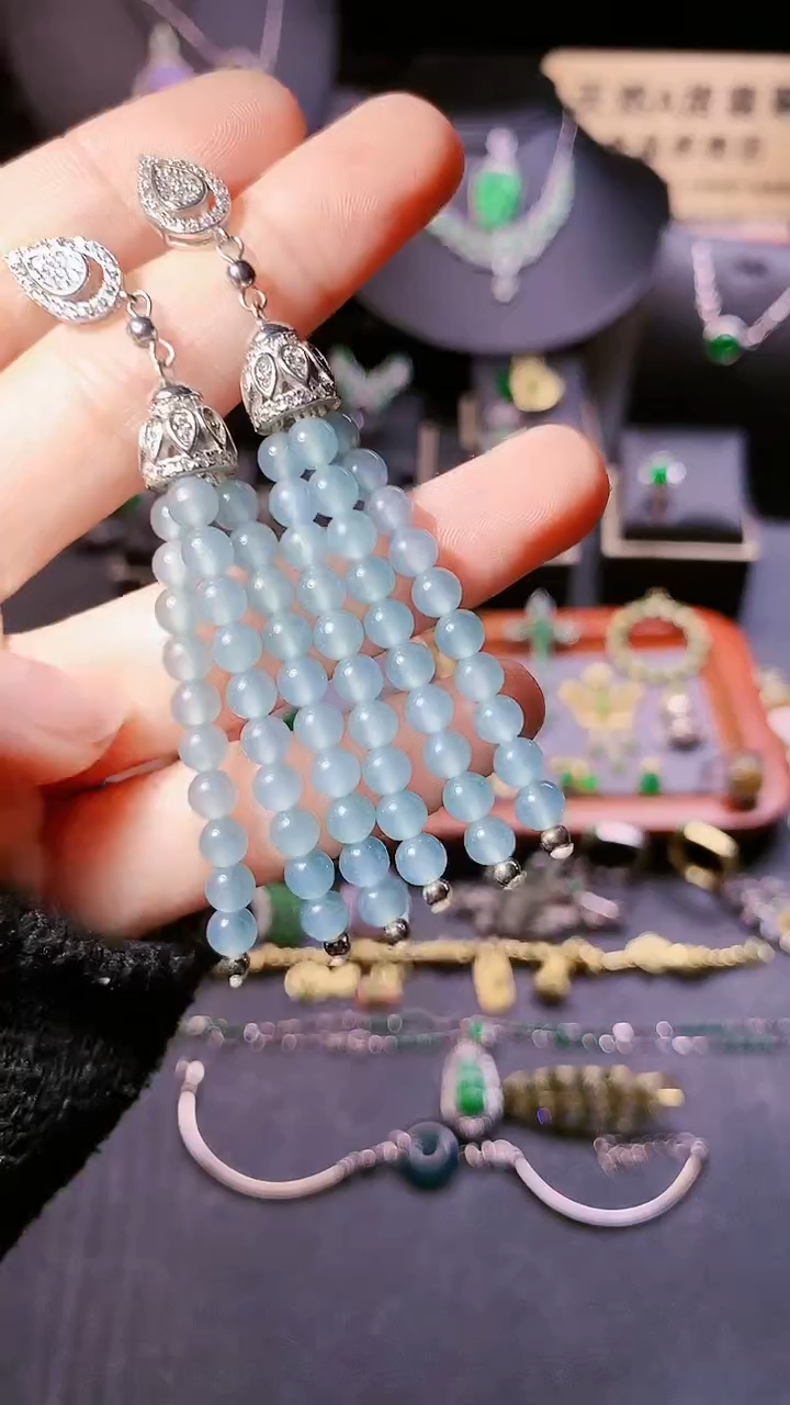 【闪购商品】翡翠耳饰银S925镶嵌耳饰