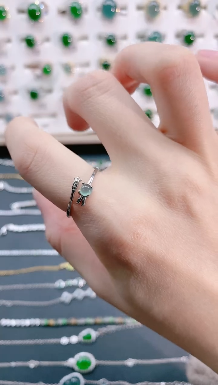 【闪购商品】翡翠戒指银S925镶嵌天然翡翠