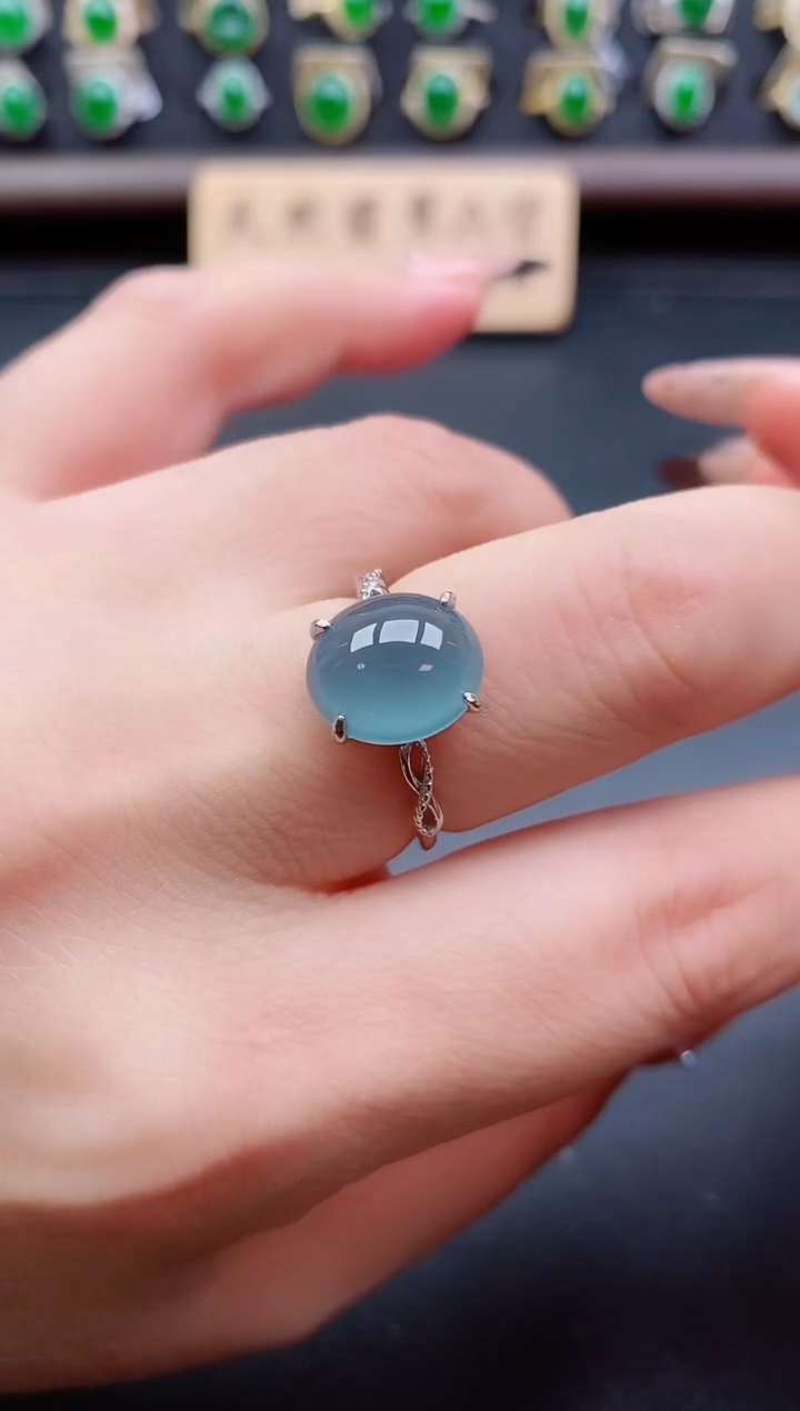 银S925镶嵌戒指翡翠1