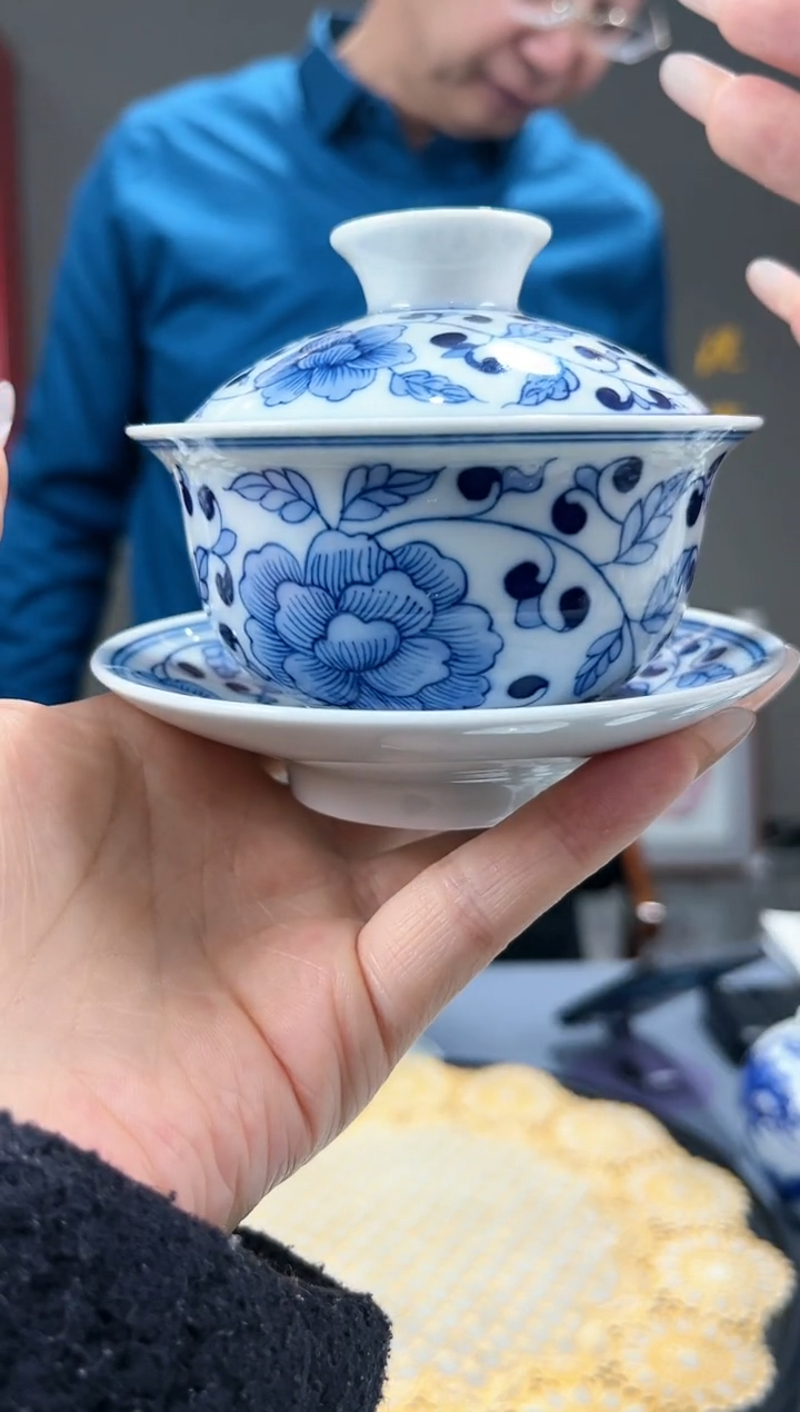 【闪购商品】官窑瓷画院425官窑瓷画院缠枝莲三才盖碗