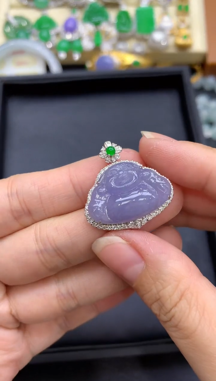 颈饰18K金镶嵌翡翠601-中国好珍宝