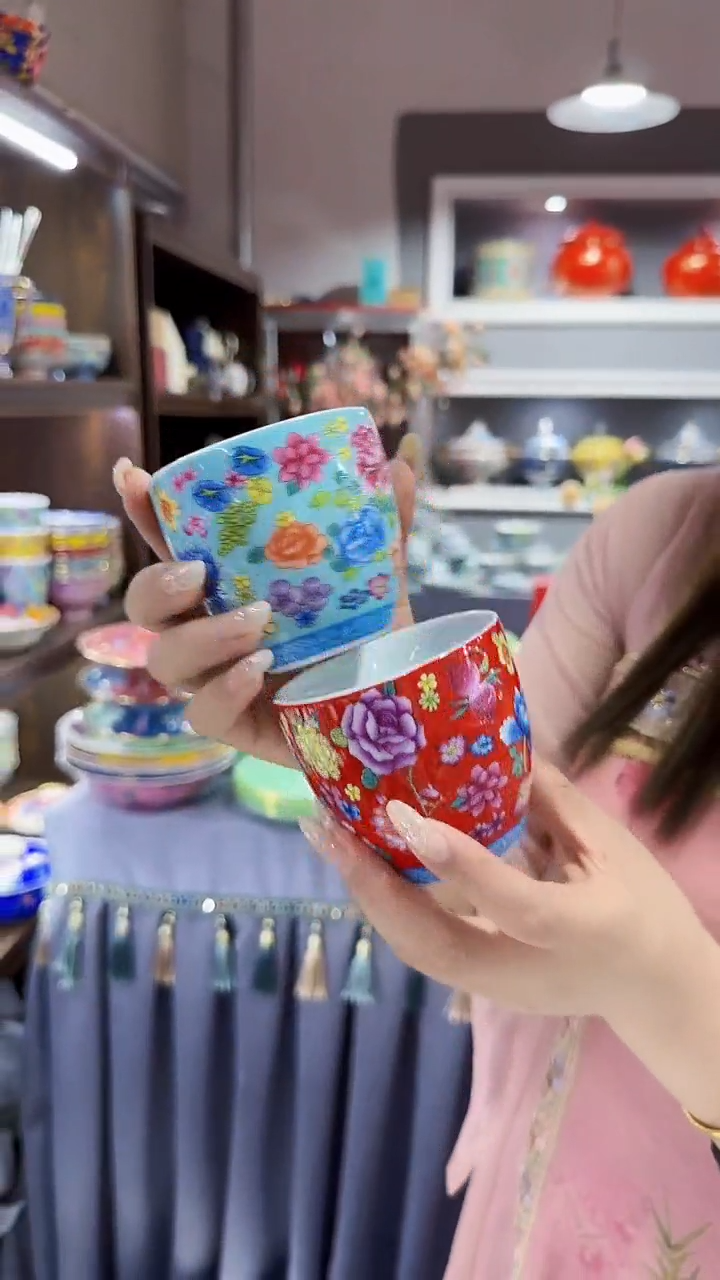 瓷片100CC茶杯2个景德镇陶瓷