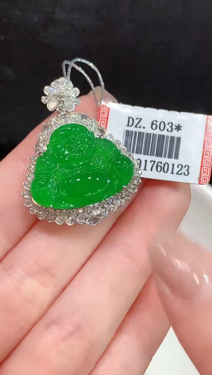 吊坠(不含链)18K金镶嵌翡翠WXY多样性发其一