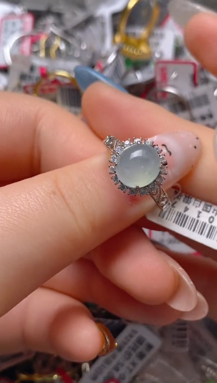 银S925镶嵌戒指翡翠百内无证书