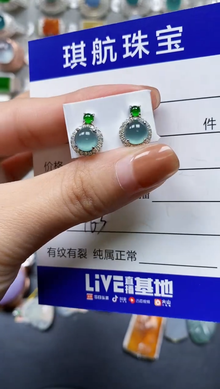 【闪购商品】翡翠耳饰银S925镶嵌0163