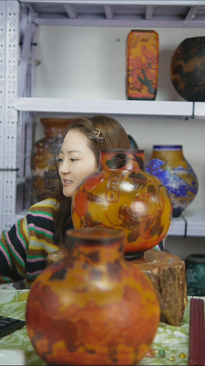 琉璃暗**光柿柿如意格雷花瓶