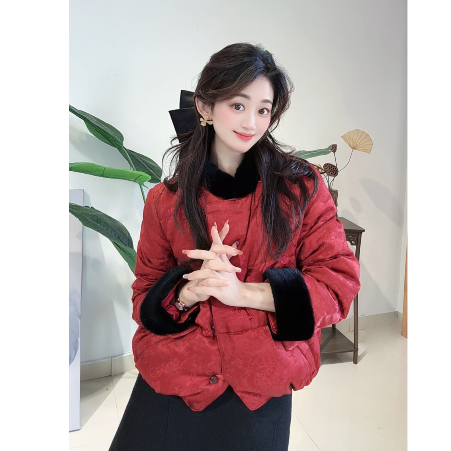 鹅绒服DY3333樱美嘉新中式秋冬新款水貂毛领保暖鹅绒外套