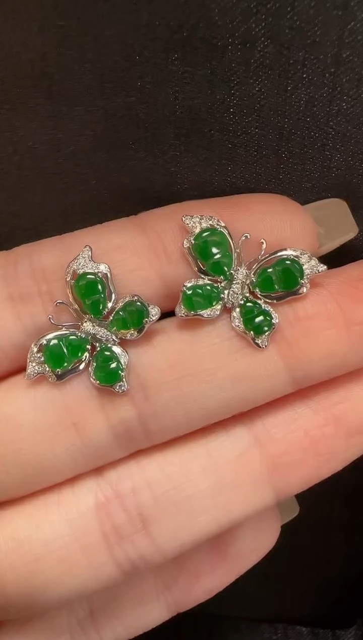 【闪购商品】翡翠耳饰18K金镶嵌022葫芦一对