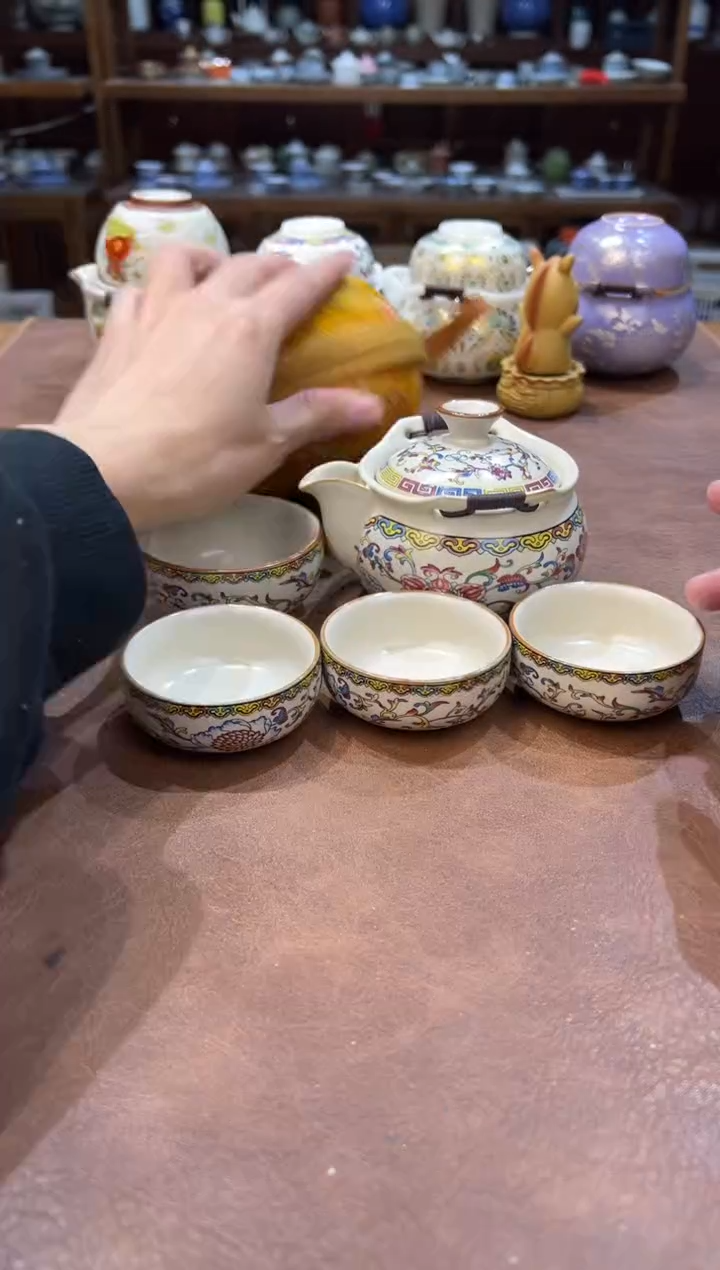 真的很便宜超好看会开片的旅行茶具