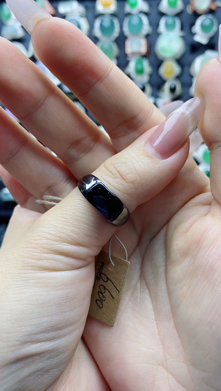 【闪购商品】翡翠戒指银S925镶嵌天然A货翡翠男戒