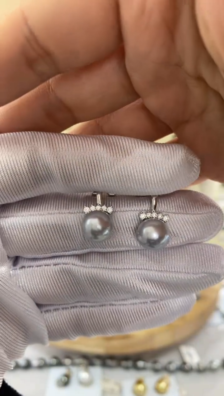 【闪购商品】海水珍珠耳饰银S925镶嵌耳夹9-10mm