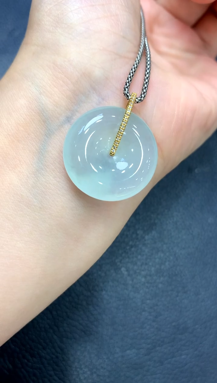 吊坠(不含链)18K金镶嵌翡翠平安扣