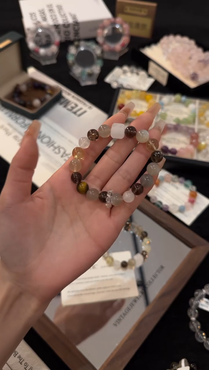 未镶嵌手链水晶银月光多宝x2733