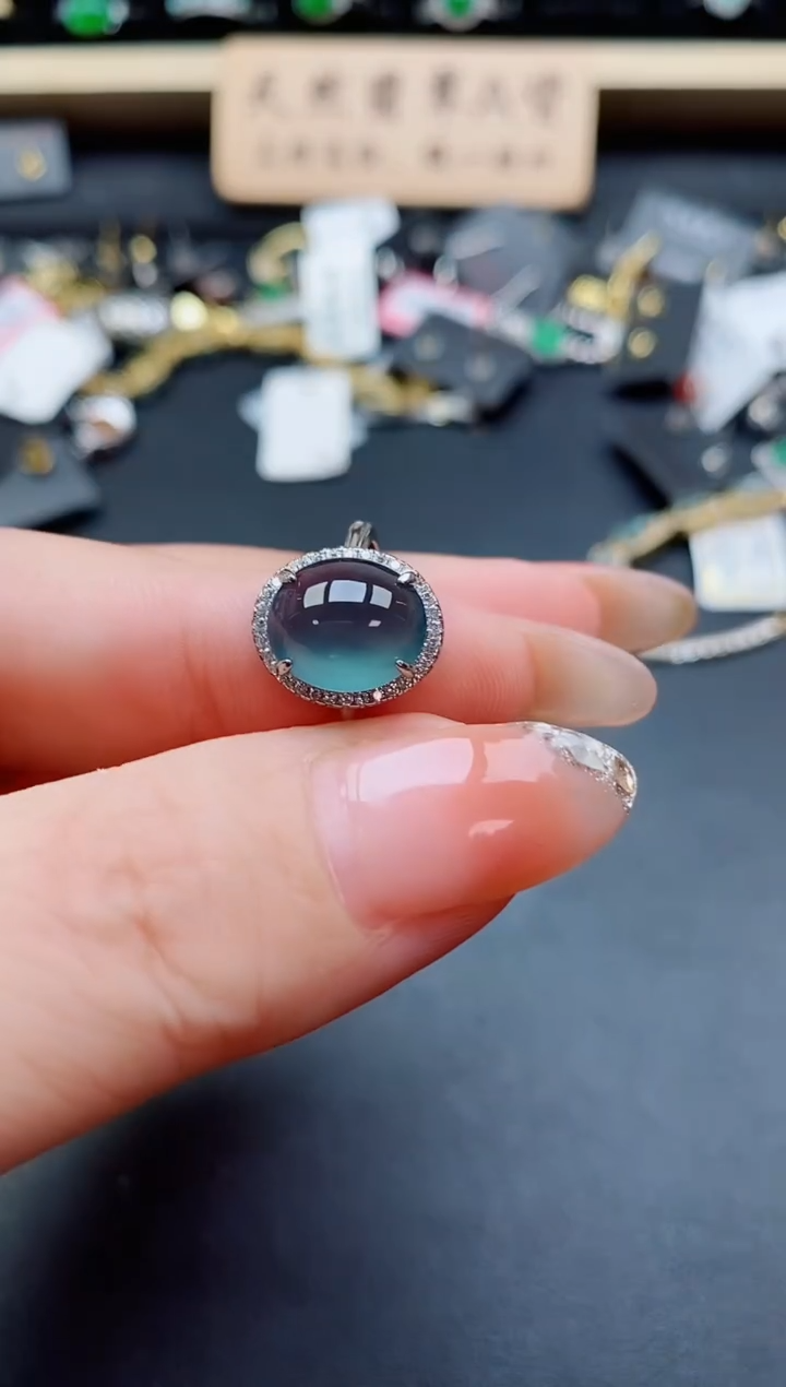 银S925镶嵌戒指翡翠1