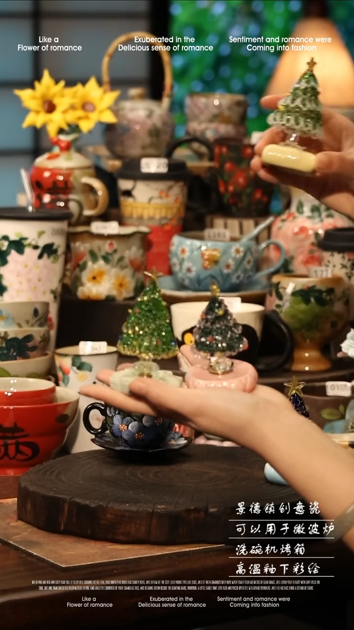 陶瓷随机一个景德镇高温釉下彩手工手绘款式@A0183@