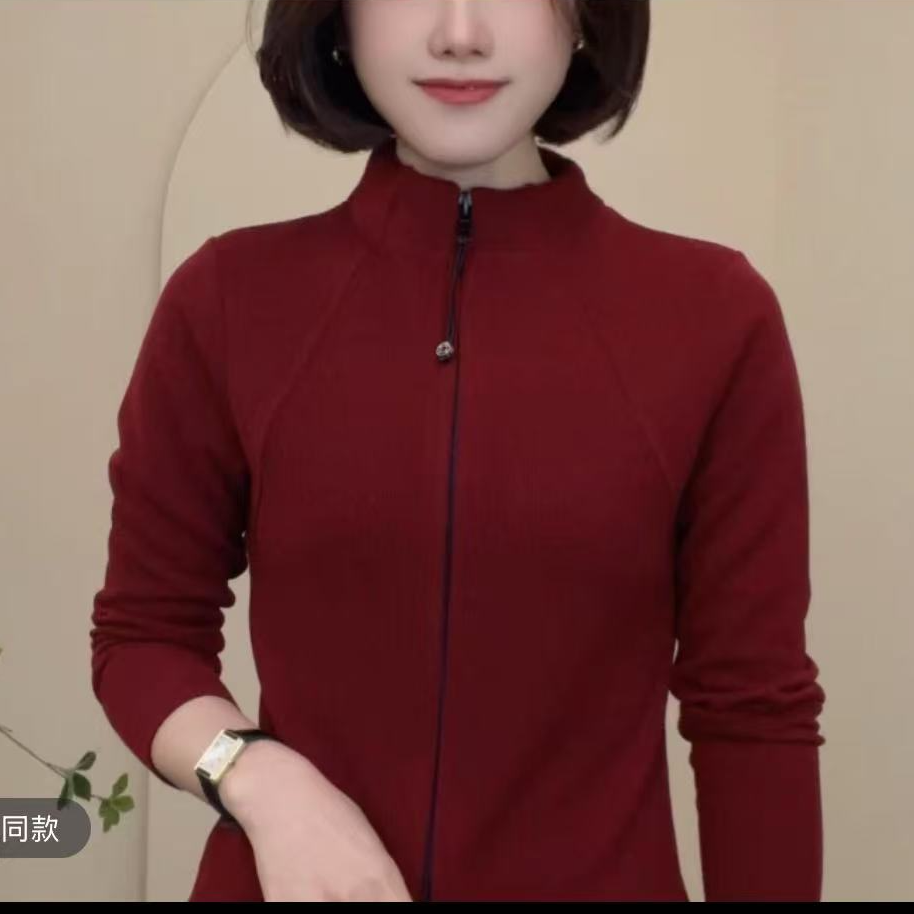 网红时尚打底女士半高领秋冬长袖气质针织百搭红色加厚纯色