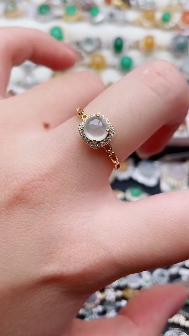 银S925镶嵌戒指翡翠5