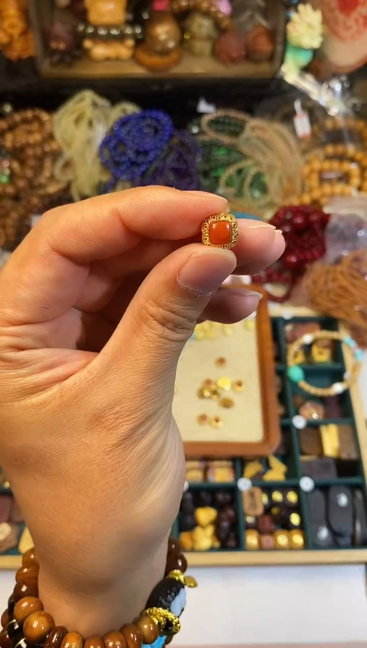 非洲檀香手串/手链配件红方块