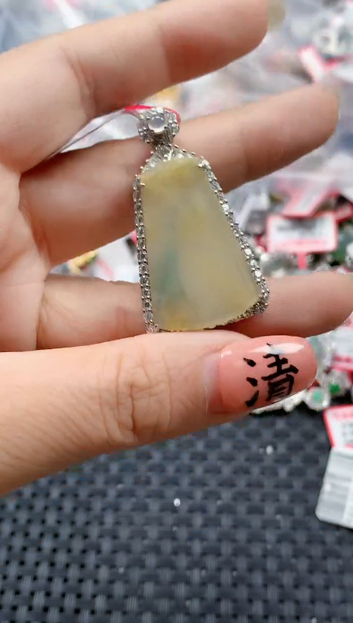 银S925镶嵌戒指翡翠天然A货缅甸翡翠