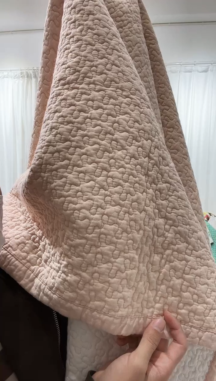 棉200*200纯棉床盖64号微瑕粉色