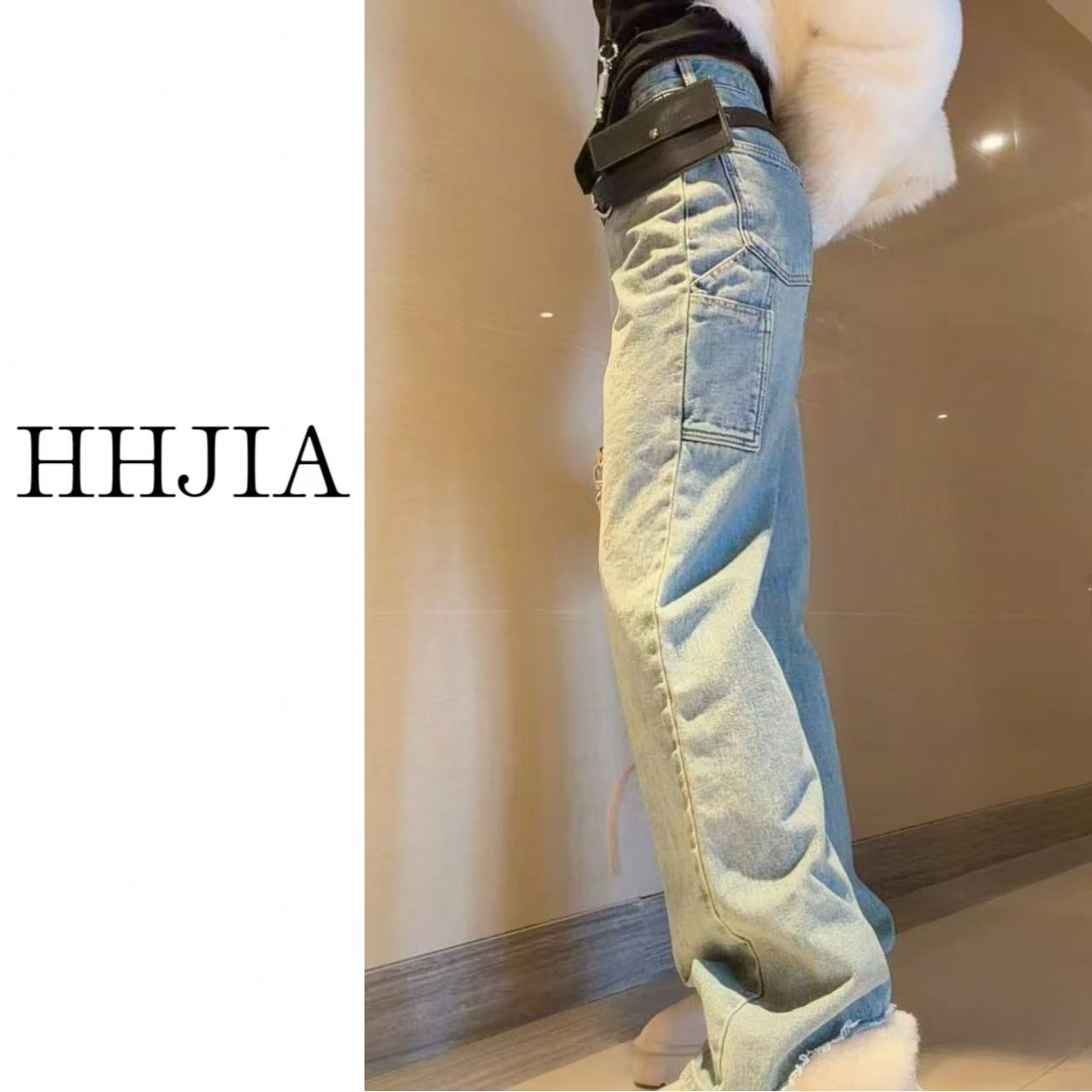 【慧慧家】韩国.2025定制款 韩系时尚复古色工装微喇牛仔裤